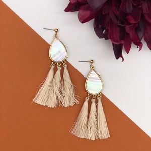 IVORY TEARDROP TASSEL EARRINGS